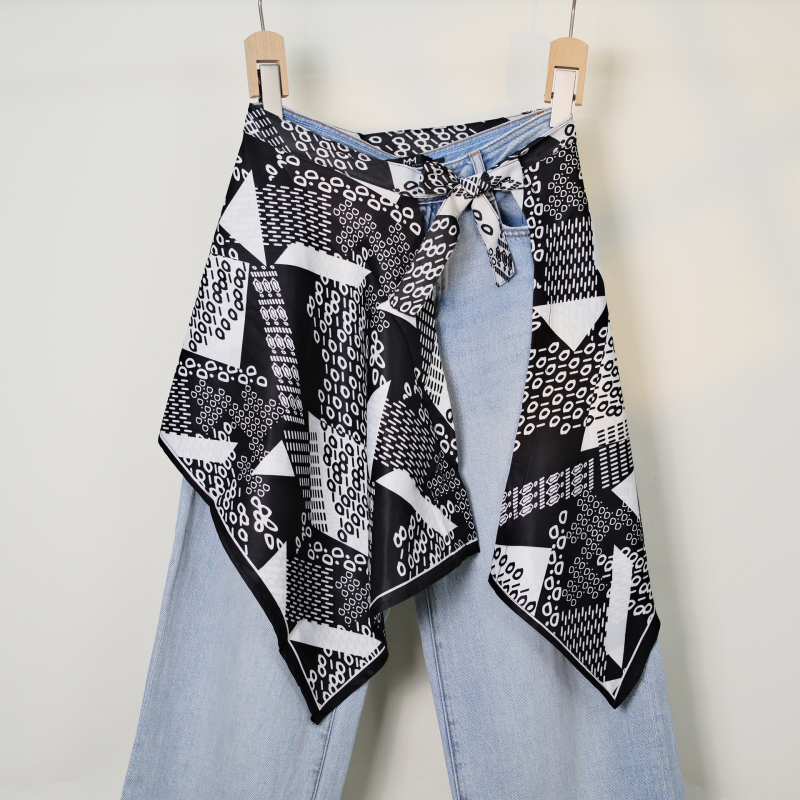 Печатена миди пола с блоков моделом, неравна, полиестер, съдържание 95%+ полиестер, уличен хип-хоп стил