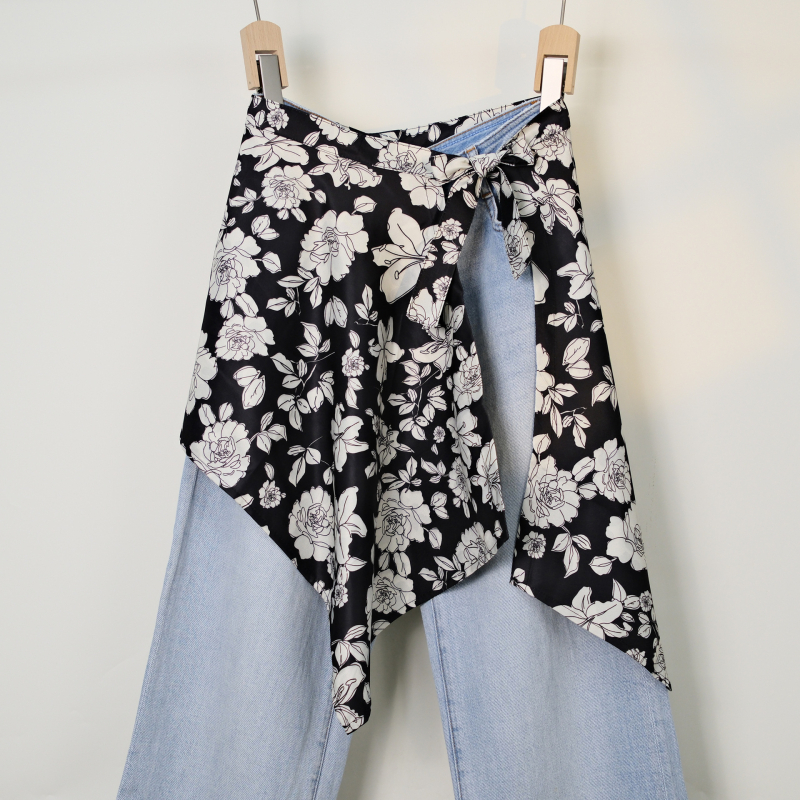 Печатена миди пола с блоков моделом, неравна, полиестер, съдържание 95%+ полиестер, уличен хип-хоп стил