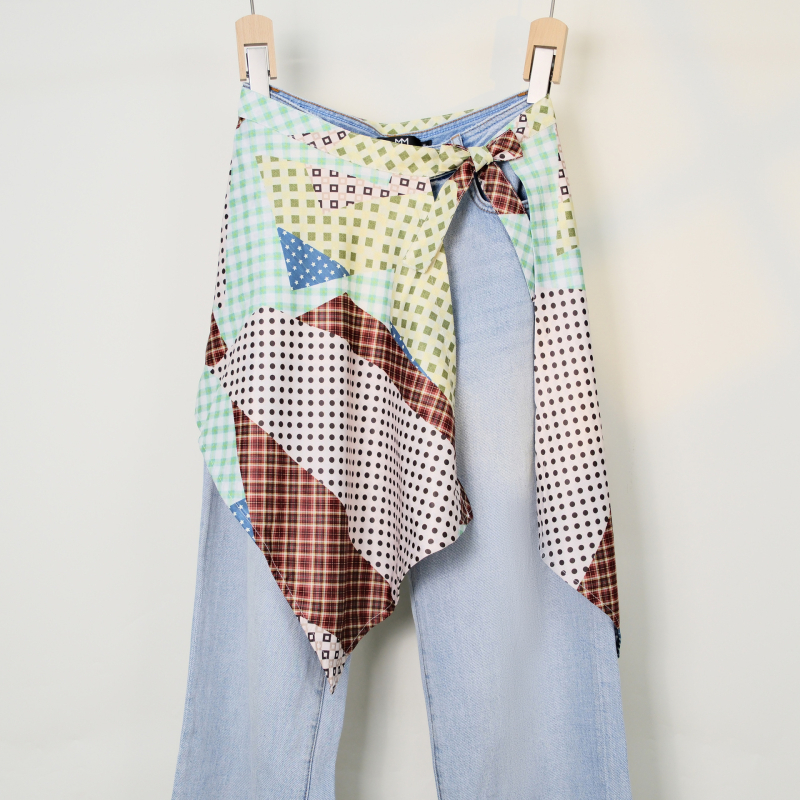 Печатена миди пола с блоков моделом, неравна, полиестер, съдържание 95%+ полиестер, уличен хип-хоп стил