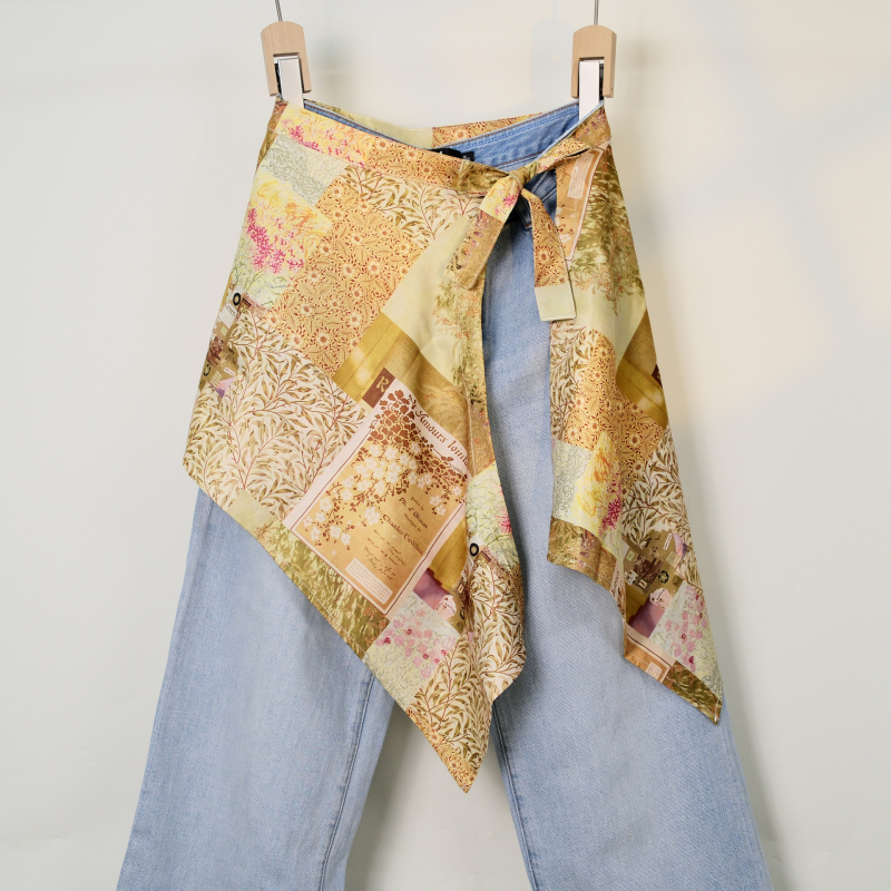 Печатена миди пола с блоков моделом, неравна, полиестер, съдържание 95%+ полиестер, уличен хип-хоп стил