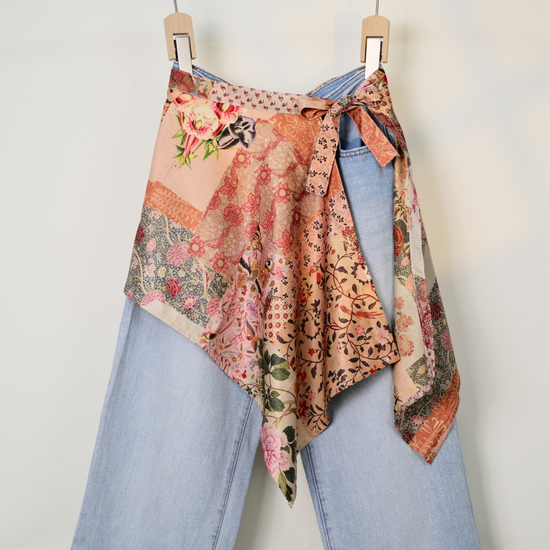 Печатена миди пола с блоков моделом, неравна, полиестер, съдържание 95%+ полиестер, уличен хип-хоп стил