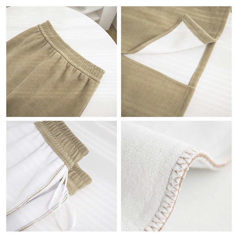 Lingqian φούστα corduroy, μεσαίου μήκους, μονόχρωμη, φθινοπωρινό-χειμερινό 2025