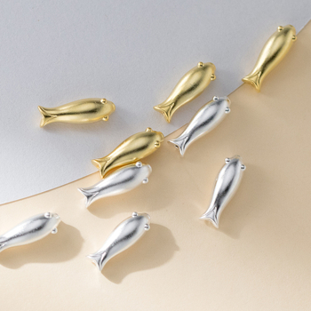 Αξεσουάρ βραχιολιού: ασημένιες χάντρες με σχέδιο ψαριού, ηλεκτροπλατίωση, 3D διαχωριστικά για DIY κοσμήματα