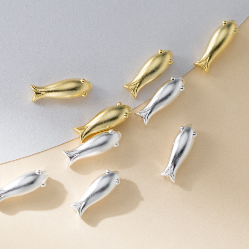 Αξεσουάρ βραχιολιού: ασημένιες χάντρες με σχέδιο ψαριού, ηλεκτροπλατίωση, 3D διαχωριστικά για DIY κοσμήματα