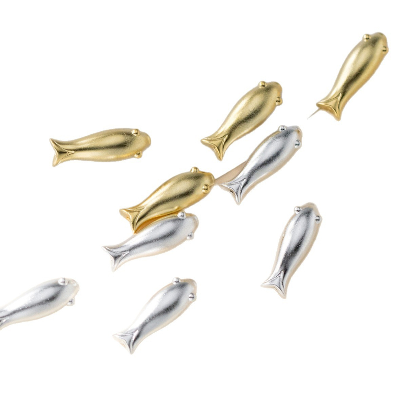 Αξεσουάρ βραχιολιού: ασημένιες χάντρες με σχέδιο ψαριού, ηλεκτροπλατίωση, 3D διαχωριστικά για DIY κοσμήματα