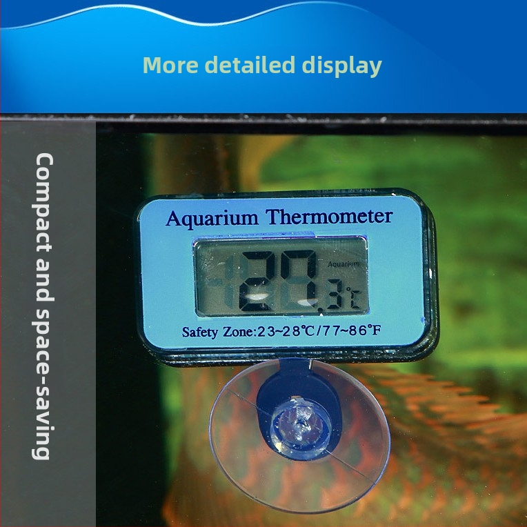 Digitaalne LCD akvaariumi termomeeter imava kopp – plastikust korpus, mõõdab vee temperatuuri