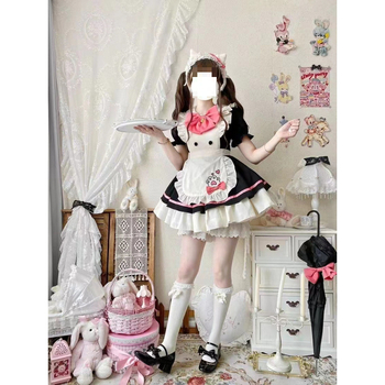 Cosplay tarnaitės suknelė su Lolita rinkiniu — mielas studentų įvaizdis, motociklo stilius, street hipster, priedai; audinys: akriliniai pluoštai; 95%+ sudėtis; vasara 2022