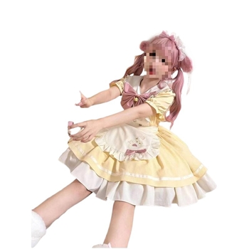 Cosplay tarnaitės suknelė su Lolita rinkiniu — mielas studentų įvaizdis, motociklo stilius, street hipster, priedai; audinys: akriliniai pluoštai; 95%+ sudėtis; vasara 2022