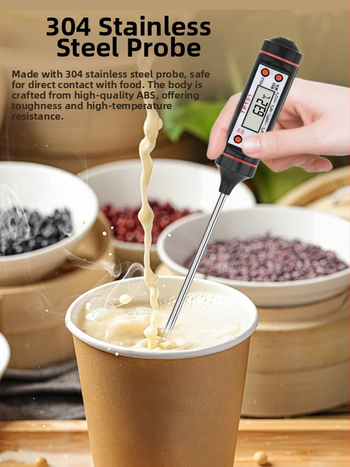 Maisto termometras su elektronine zonde ir skaitmeniniu ekranu matuoja vandens ir aliejaus temperatūrą, skirtas pramoninei virtuvei