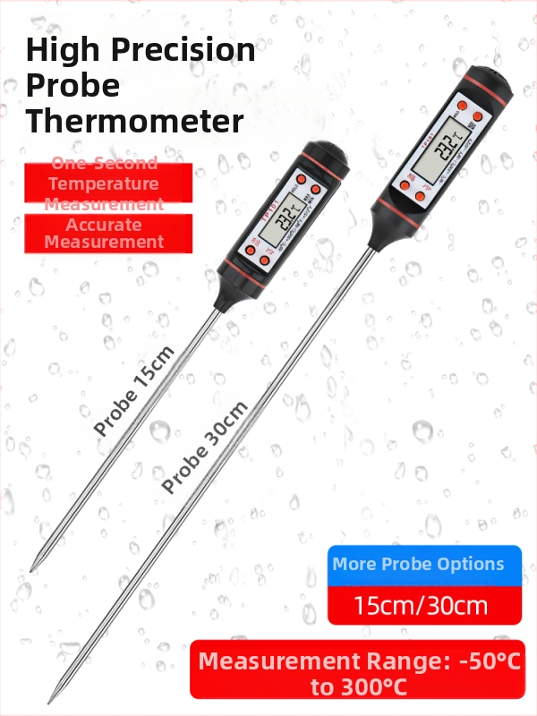 Maisto termometras su elektronine zonde ir skaitmeniniu ekranu matuoja vandens ir aliejaus temperatūrą, skirtas pramoninei virtuvei