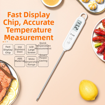 Chigo vandens termometras su zondo tipo jutikliu, aukšto tikslumo, 0,1°C raiška, pritaikomi nustatymai, tinka maisto gaminimui ir kūdikių maudymimui