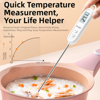 Chigo vandens termometras su zondo tipo jutikliu, aukšto tikslumo, 0,1°C raiška, pritaikomi nustatymai, tinka maisto gaminimui ir kūdikių maudymimui
