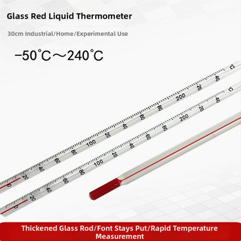 Laboratorinis vandens termometras su stiklo lazdele, 1°C rezoliucija, pakuotė 500 vnt., pritaikytas apdorojimas