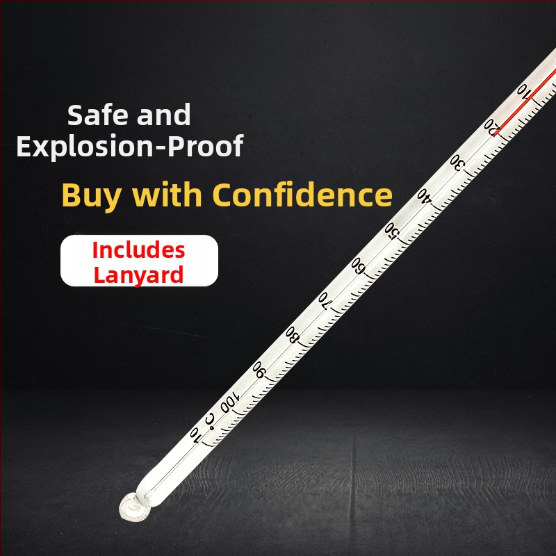 Laboratórny vodný teplomer s sklenenou tyčkou, rozlíšenie 1 °C, balenie 500 ks, spracovanie na zákazku