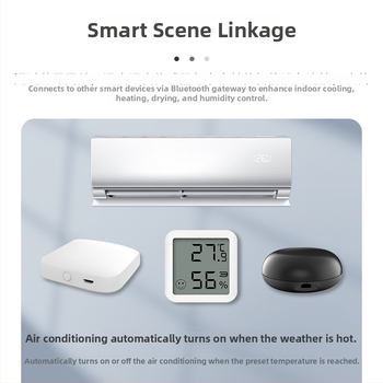Bluetooth mini elektrinis temperatūros ir drėgmės matuoklis su LCD ekranu, diapazonas -5–55 °C, tikslumas ±0,5 °C