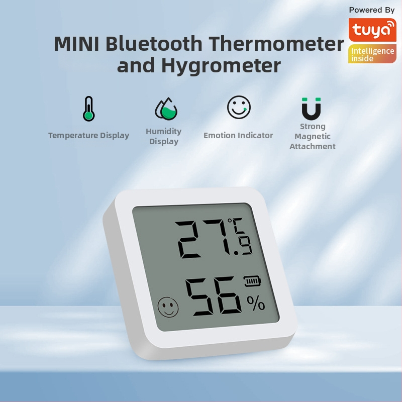 Bluetooth mini elektrinis temperatūros ir drėgmės matuoklis su LCD ekranu, diapazonas -5–55 °C, tikslumas ±0,5 °C