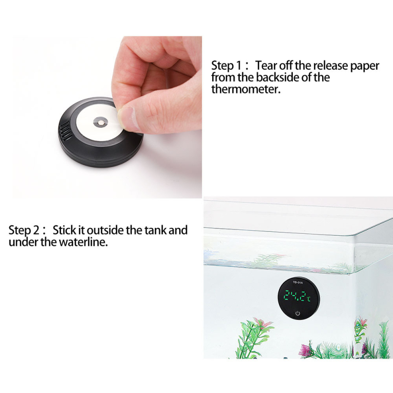 Akvariumo termometras su išoriniu lipniu jutikliu, elektroninis tikslus vandens termometras, įkraunama integruota baterija