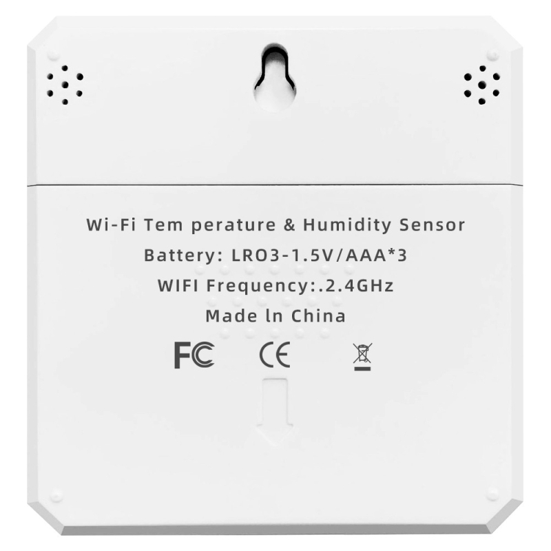 WiFi temperatūros ir drėgmės jutiklis išmaniu ryšiu (3x AAA baterijos)