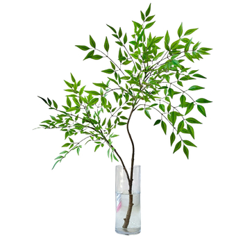 Dirbtinis Nandina bambuko augalo dekoras vidaus naudojimui – vazoninė dekoracija (Medžiagos: plastikas, minkšti klijai, minkštas PVC; Amatas: stilizavimas, reljefas, pilimas; Įvairovė: Nandina)