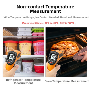 Infraraudonųjų spindulių termometras, rankinis, pramoninis, virtuvei, temperatūros diapazonas -50°C–400°C