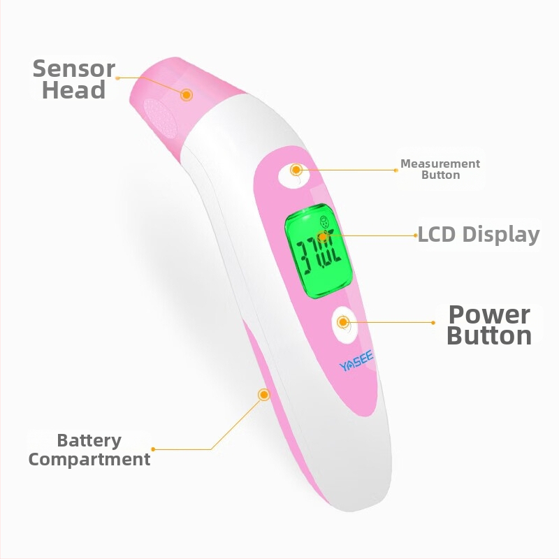Yas инфрачерен термометър за бебета – ръчен, безконтактен и контактен метод на измерване, за деца и възрастни, с функция за температура на ухото