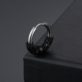 Ретро обеци от неръждаема стомана с кръгла тел с тибетски дракон, катарама за уши от титаниева стомана с форма на хрущял, модни обеци в японски и корейски хип-хоп стил за мъже и жени