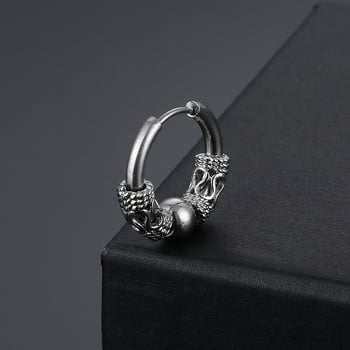 Ретро обеци от неръждаема стомана с кръгла тел с тибетски дракон, катарама за уши от титаниева стомана с форма на хрущял, модни обеци в японски и корейски хип-хоп стил за мъже и жени