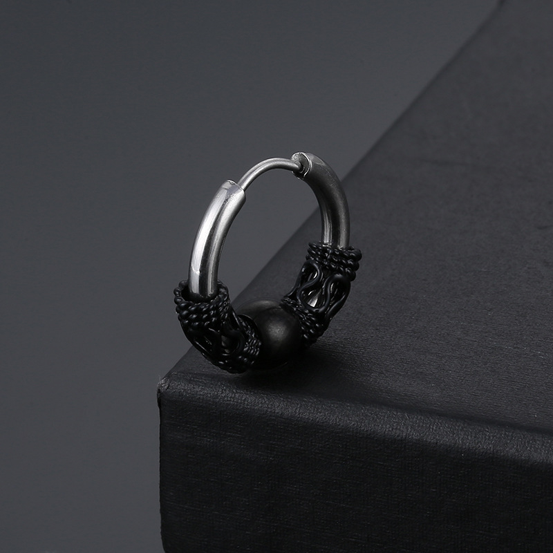 Ретро обеци от неръждаема стомана с кръгла тел с тибетски дракон, катарама за уши от титаниева стомана с форма на хрущял, модни обеци в японски и корейски хип-хоп стил за мъже и жени