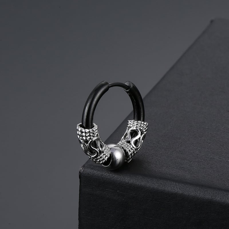 Ретро обеци от неръждаема стомана с кръгла тел с тибетски дракон, катарама за уши от титаниева стомана с форма на хрущял, модни обеци в японски и корейски хип-хоп стил за мъже и жени