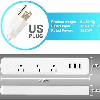 Išskirtinis, tarptautinis, JAV standarto 3 USB maitinimo jungtis su išmaniuoju mobiliųjų telefonų ir planšetinių kompiuterių atpažinimu, kelių prievadų įkrovimo lizdas