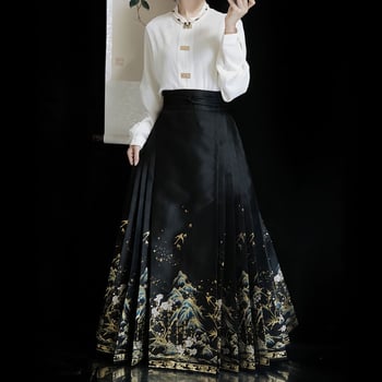 Uus Hiina stiilis seeliku ja topi komplekt musta hobuse näoga, sobib väikestele naistele aastaringselt, traditsiooniline Hiina stiilis Hanfu naistele, uus mudel 2025.