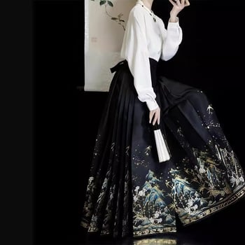 Uus Hiina stiilis seeliku ja topi komplekt musta hobuse näoga, sobib väikestele naistele aastaringselt, traditsiooniline Hiina stiilis Hanfu naistele, uus mudel 2025.