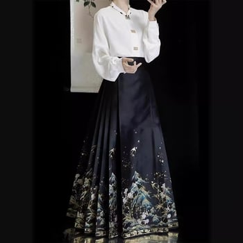 Uus Hiina stiilis seeliku ja topi komplekt musta hobuse näoga, sobib väikestele naistele aastaringselt, traditsiooniline Hiina stiilis Hanfu naistele, uus mudel 2025.