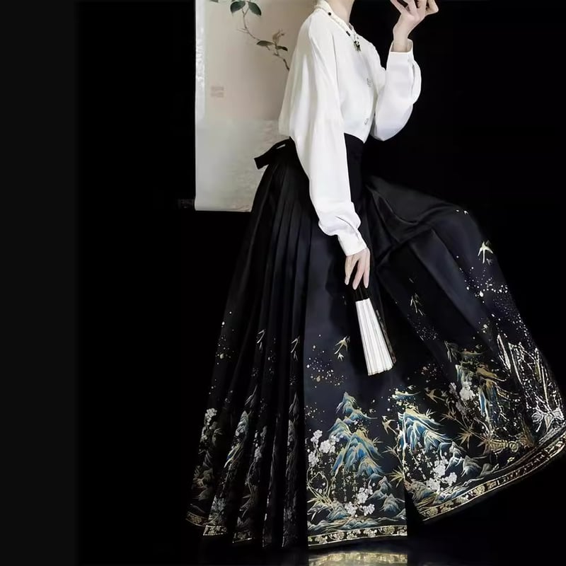 Uus Hiina stiilis seeliku ja topi komplekt musta hobuse näoga, sobib väikestele naistele aastaringselt, traditsiooniline Hiina stiilis Hanfu naistele, uus mudel 2025.