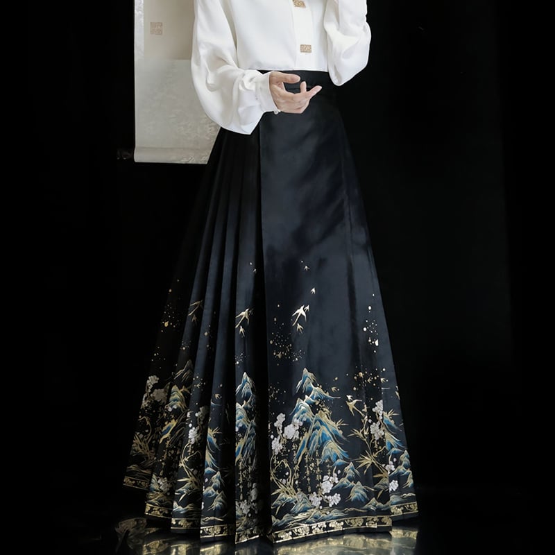 Uus Hiina stiilis seeliku ja topi komplekt musta hobuse näoga, sobib väikestele naistele aastaringselt, traditsiooniline Hiina stiilis Hanfu naistele, uus mudel 2025.