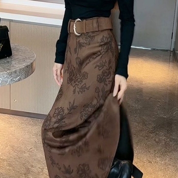 Включва колан / Елегантен и шикозен топ с ръкав реглан за жени, вталяваща велурена пола със средна дължина и разкроен дизайн