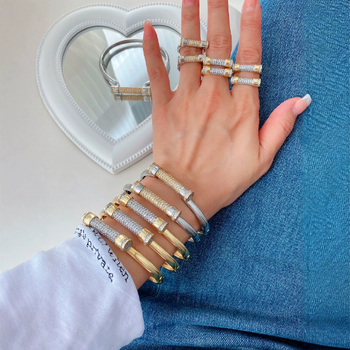 Brățară personalizată cu șurub, în stil european și american, incrustată cu diamante, brățară în formă de potcoavă în formă de D, tendință la modă, brățară creativă, bijuterii