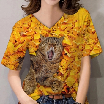 Трансгранични 3D принтирани тениски за жени, ежедневно облекло, щампи с котенца и други