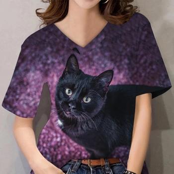 Трансгранични 3D принтирани тениски за жени, ежедневно облекло, щампи с котенца и други