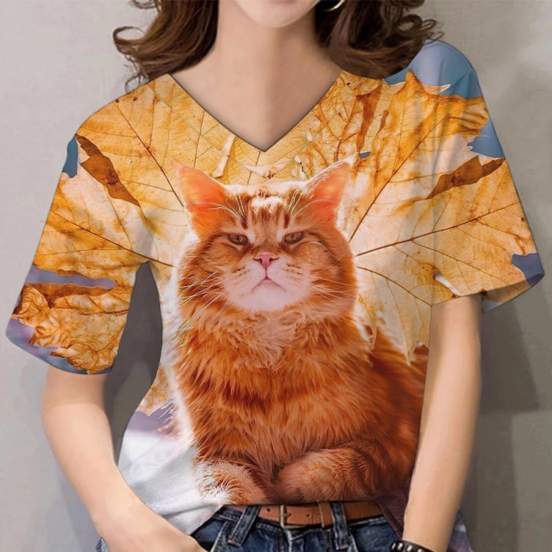 Трансгранични 3D принтирани тениски за жени, ежедневно облекло, щампи с котенца и други