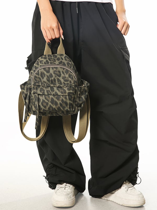 Μίνι σακίδιο πλάτης καμουφλάζ, μοντέρνο σακίδιο πλάτης μεγάλης χωρητικότητας, σακίδιο πλάτης Unisex για φοιτητές με λεοπάρ εκτύπωση, σακίδιο πλάτης από καμβά
