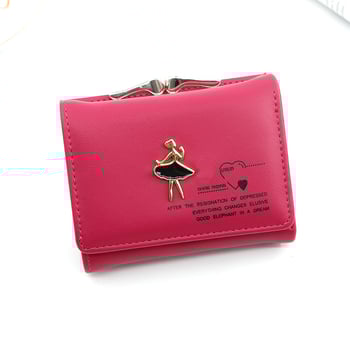 Дамски портфейл с три сгъвания в корейски стил, креативен метален портфейл за балерини, държач за студентски карти с многослоен слот