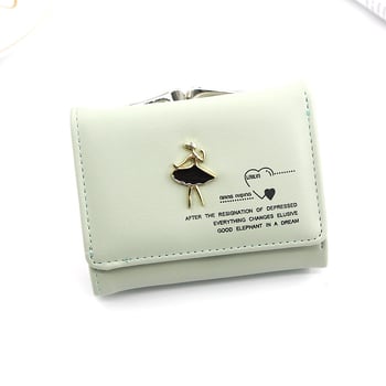Дамски портфейл с три сгъвания в корейски стил, креативен метален портфейл за балерини, държач за студентски карти с многослоен слот