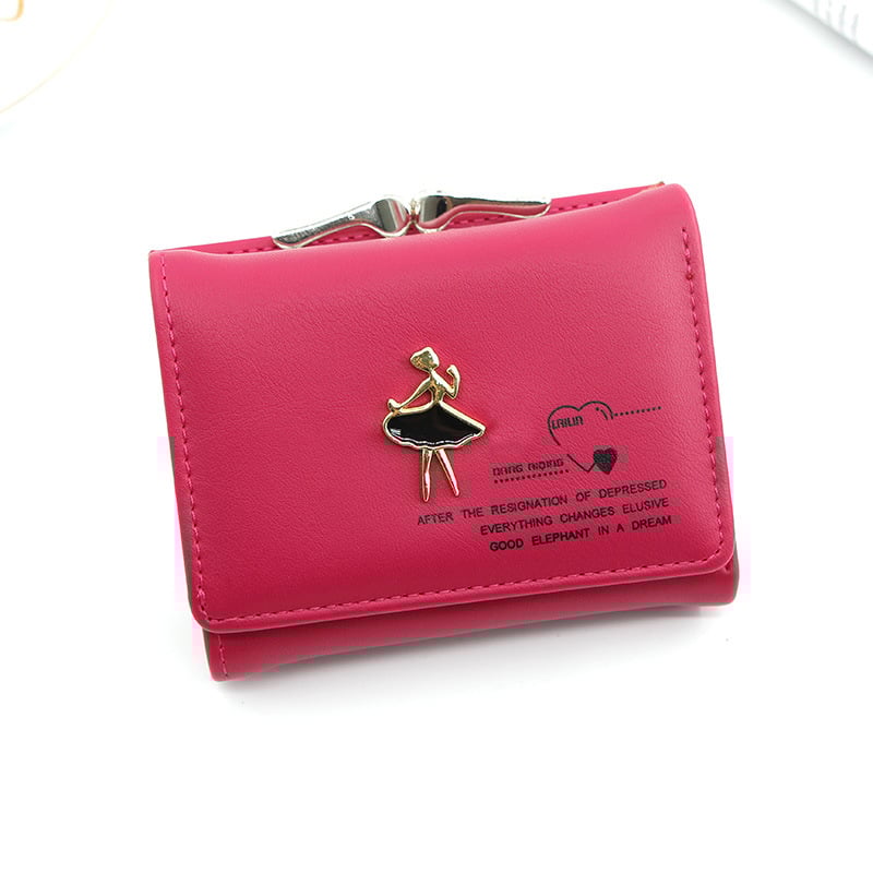 Дамски портфейл с три сгъвания в корейски стил, креативен метален портфейл за балерини, държач за студентски карти с многослоен слот