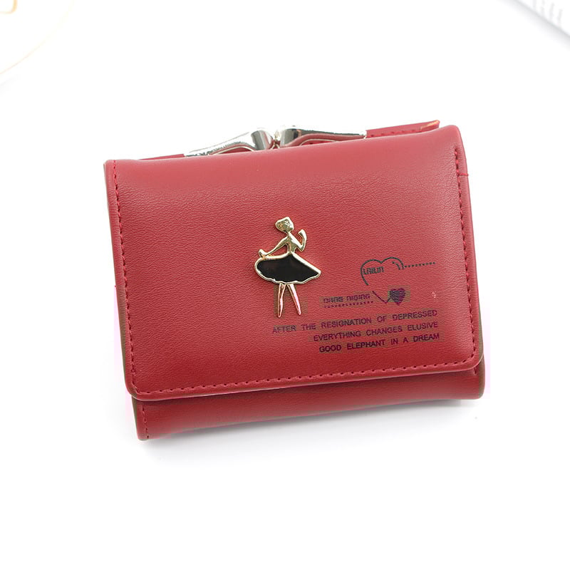 Дамски портфейл с три сгъвания в корейски стил, креативен метален портфейл за балерини, държач за студентски карти с многослоен слот