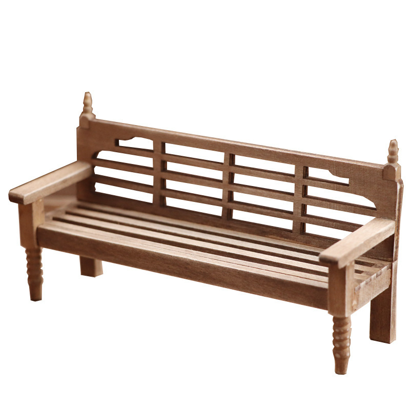 Миниатюрни мебели за куклена къща в мащаб 1:12, микро-модел на сцена, украшение, пейка за парк, стареещо покритие