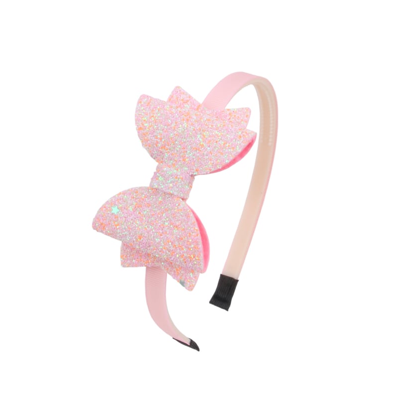 Gyerek flitteres fejpánt szalaggal, amazon, flitteres és csillámos fejpánt rózsaszín színátmenettel, divatos hajkiegészítő rózsaszín csillámmal