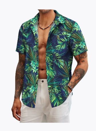 Лятна европейска и американска нова горещо продавана мъжка ежедневна риза с къс ръкав с 3D принт и градиент за 2025 г.