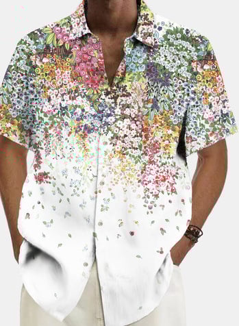 Лятна европейска и американска нова горещо продавана мъжка ежедневна риза с къс ръкав с 3D принт и градиент за 2025 г.