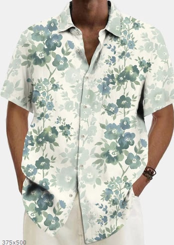 Лятна европейска и американска нова горещо продавана мъжка ежедневна риза с къс ръкав с 3D принт и градиент за 2025 г.